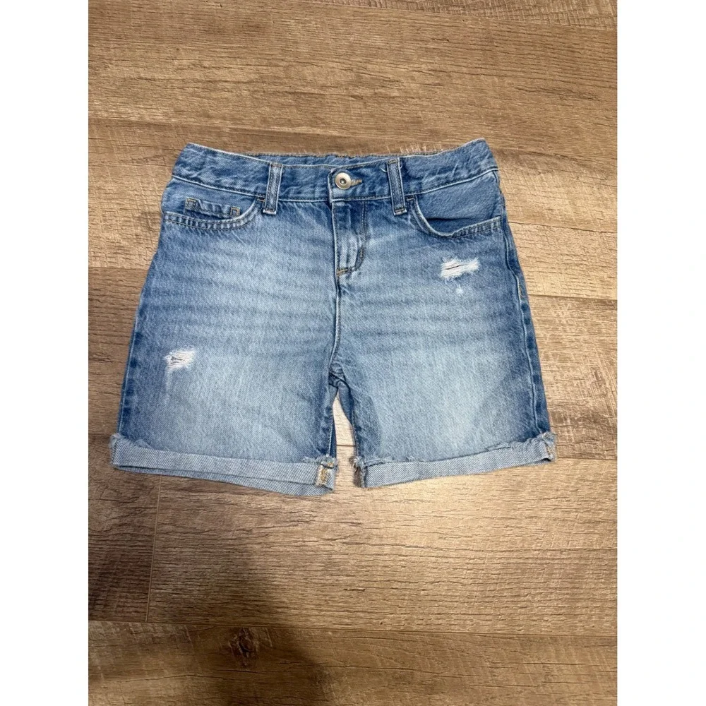 The Children's Place Girl's Midi Long Jean Shorts Light Wash Size 8 Distressed